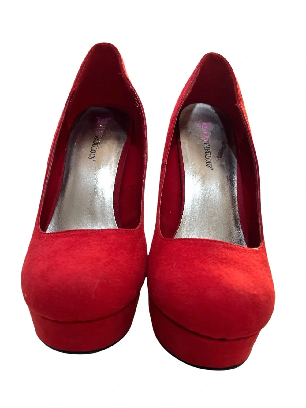 JustFab JustFabulous ALEX Red Faux Suede Platform Stiletto Pumps Womens Size 11M
